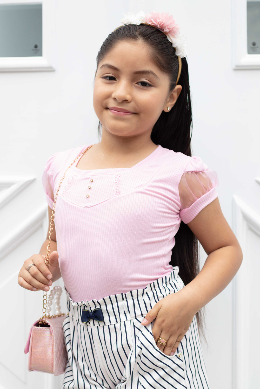 Body en RIB con organza en mangas