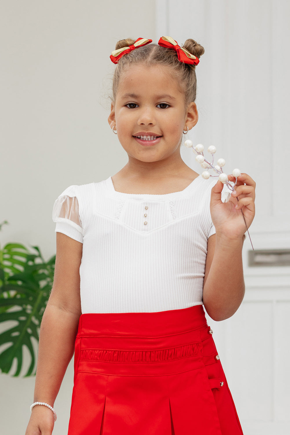 Body en RIB con organza en mangas
