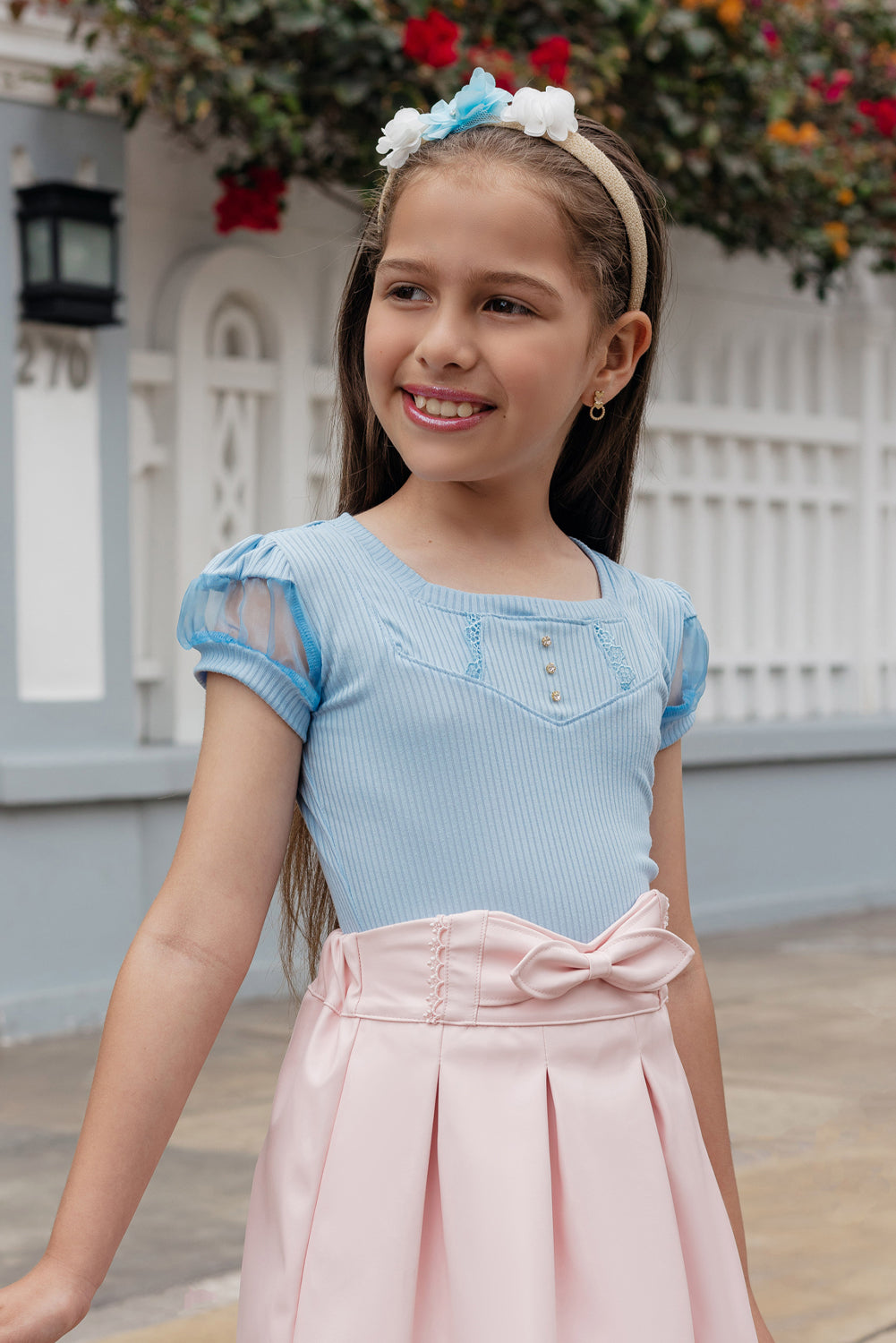 Body en RIB con organza en mangas
