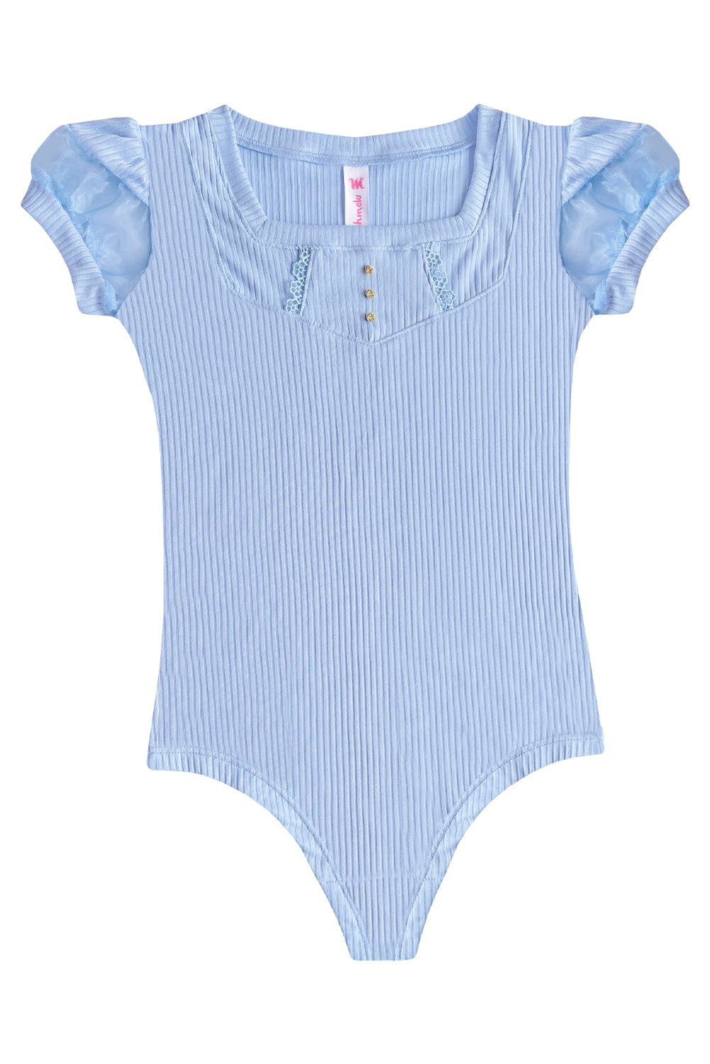 Body en RIB con organza en mangas