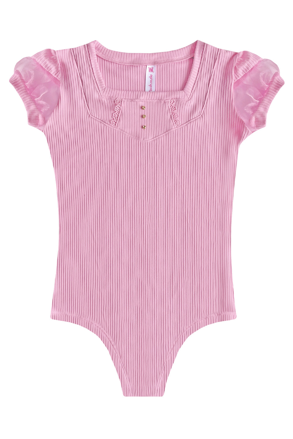 Body en RIB con organza en mangas