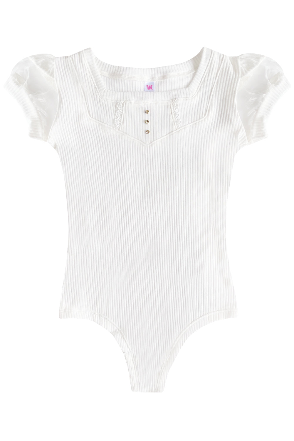 Body en RIB con organza en mangas