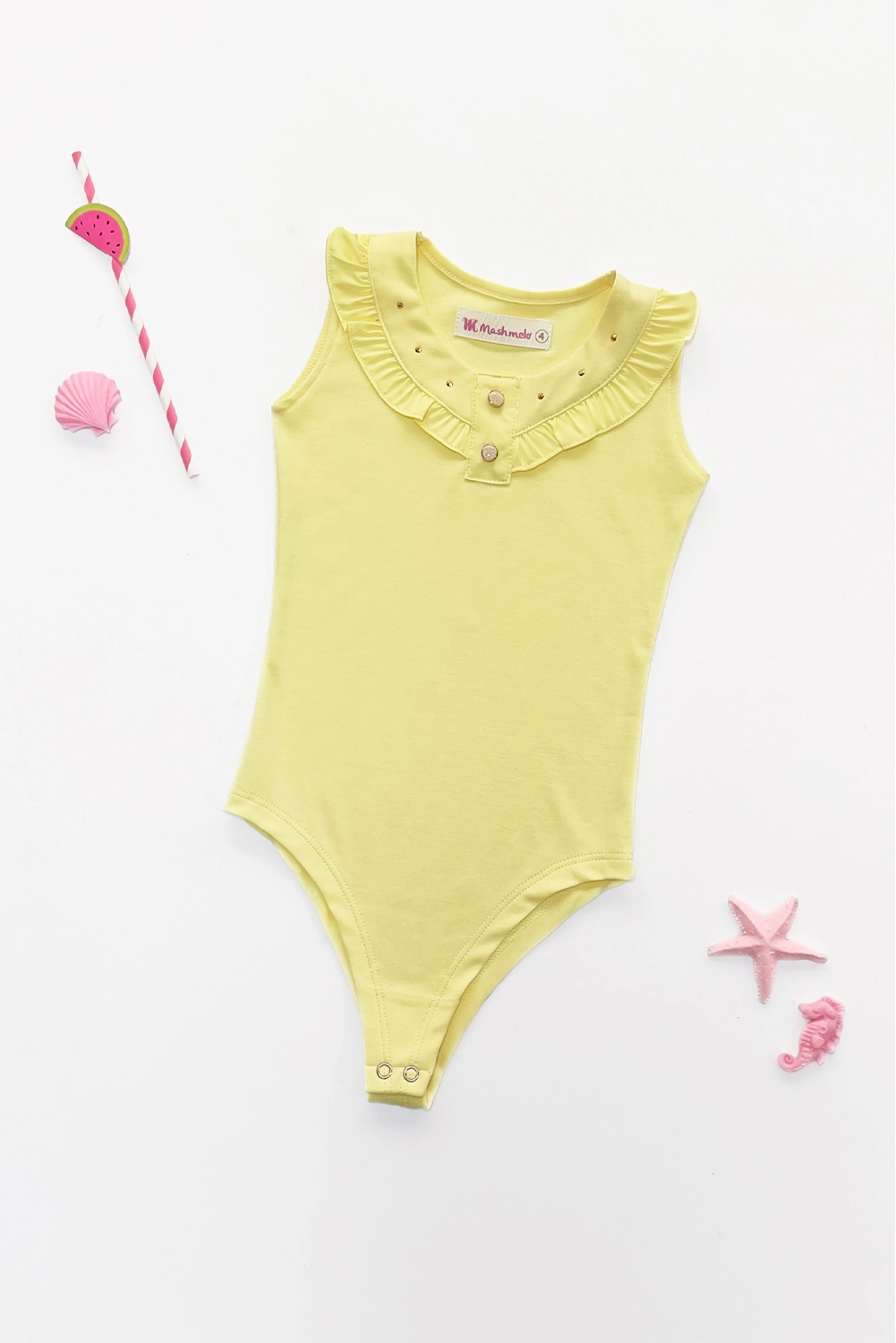 Body para Niña de Algodón con Volante de Seda