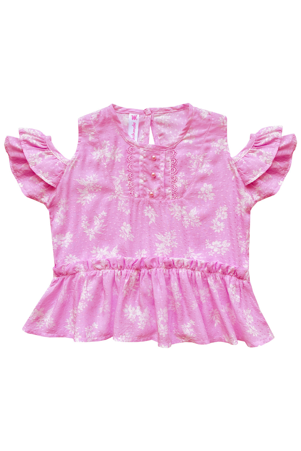 Blusa en lino con textura y hombros libres
