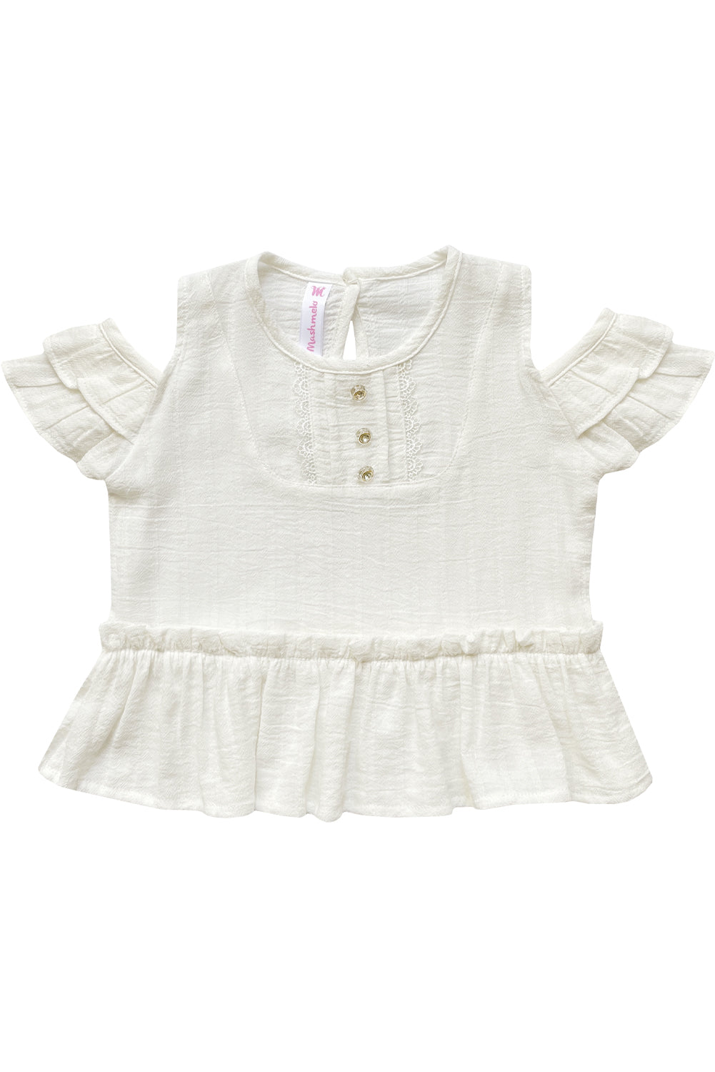 Blusa en lino con textura y hombros libres