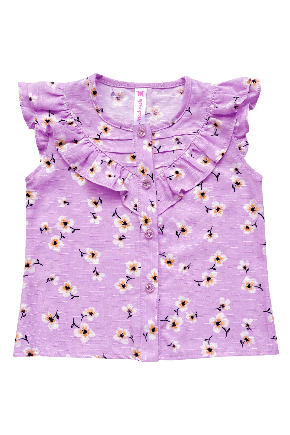 Blusa en lino estampado sin mangas