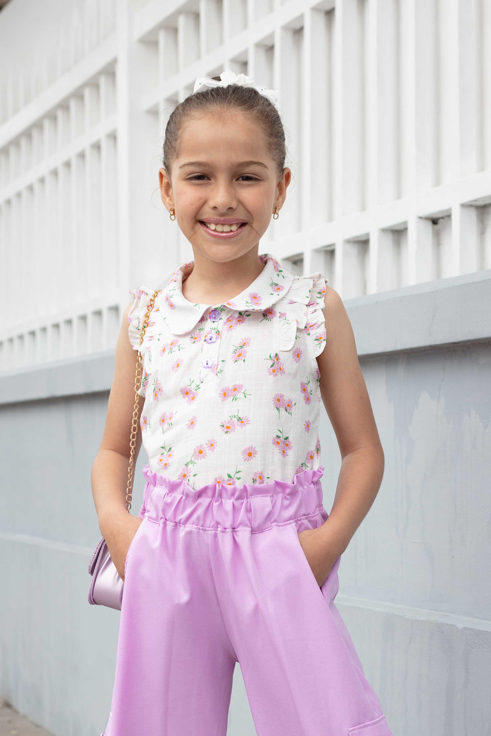 Blusa en rayón crepé con cuello bebé