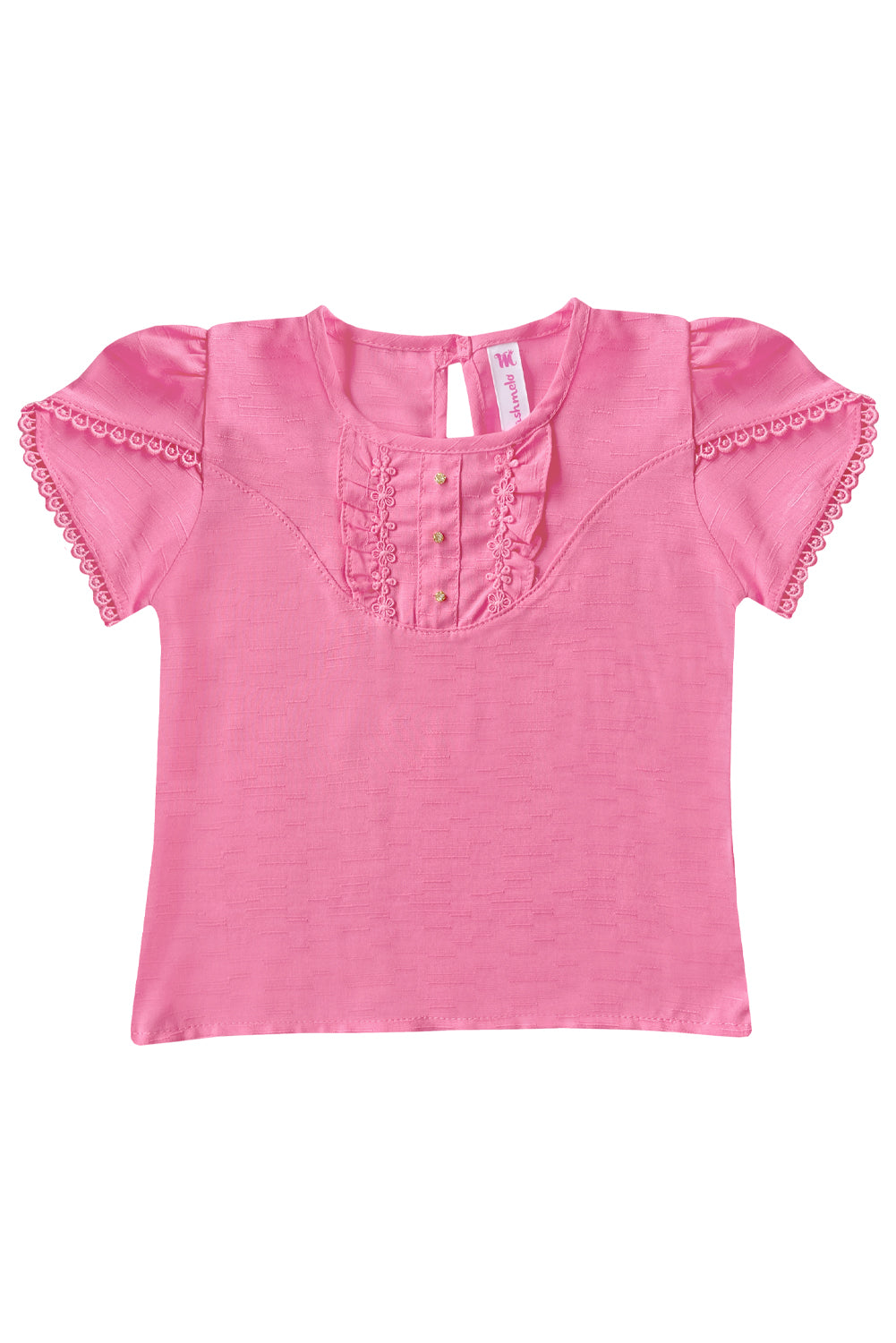 Blusa en lino con greca en mangas