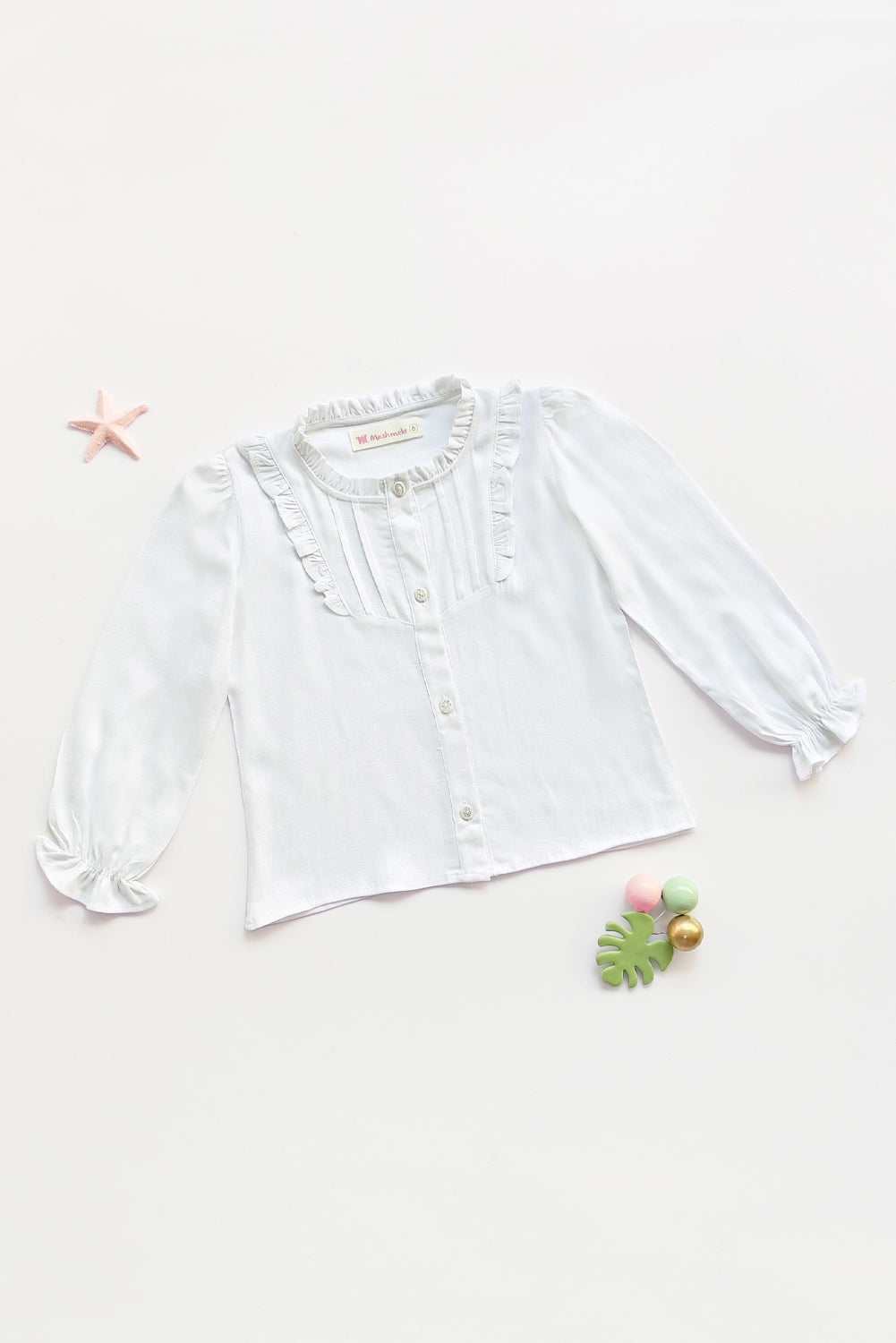 Blusa para Niña en Lino Licrado con Tableros en Canesú