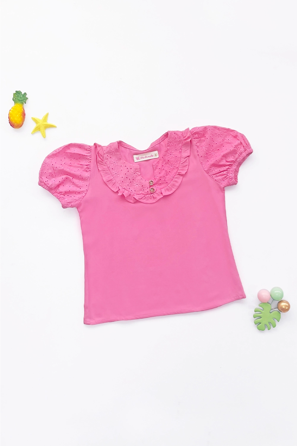 Blusa para Niña con Brodery en Canesú y Mangas