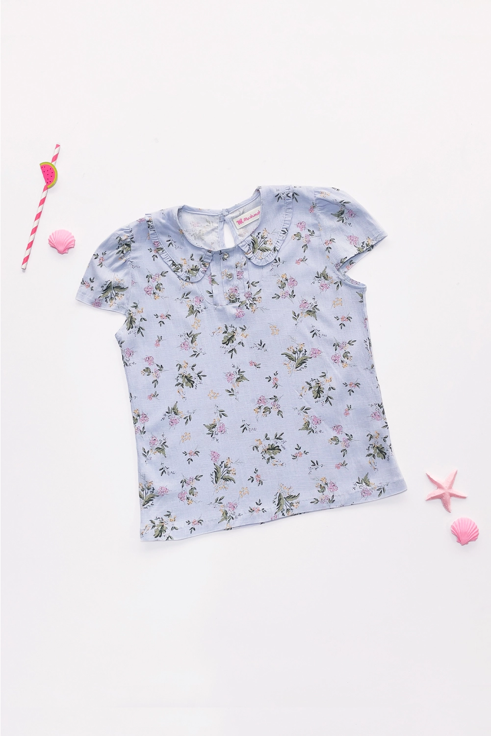 Blusa Floreada con Cuello Bebé