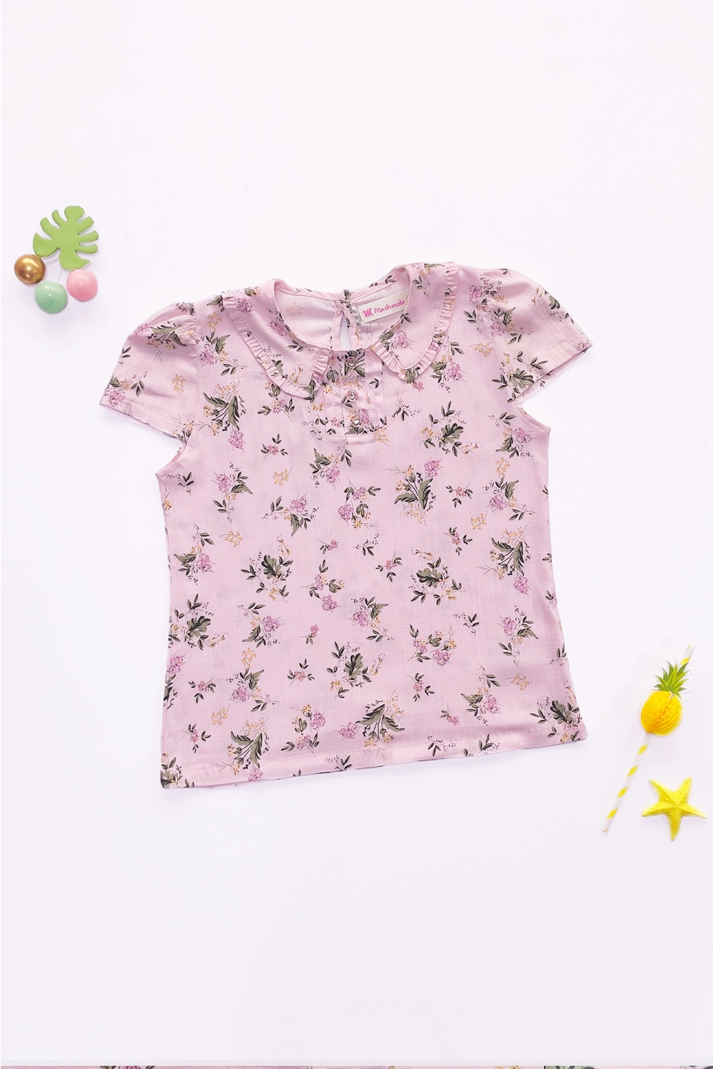 Blusa Floreada con Cuello Bebé