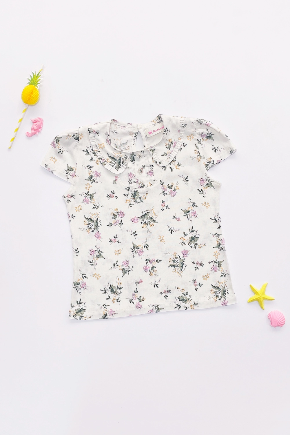 Blusa Floreada con Cuello Bebé