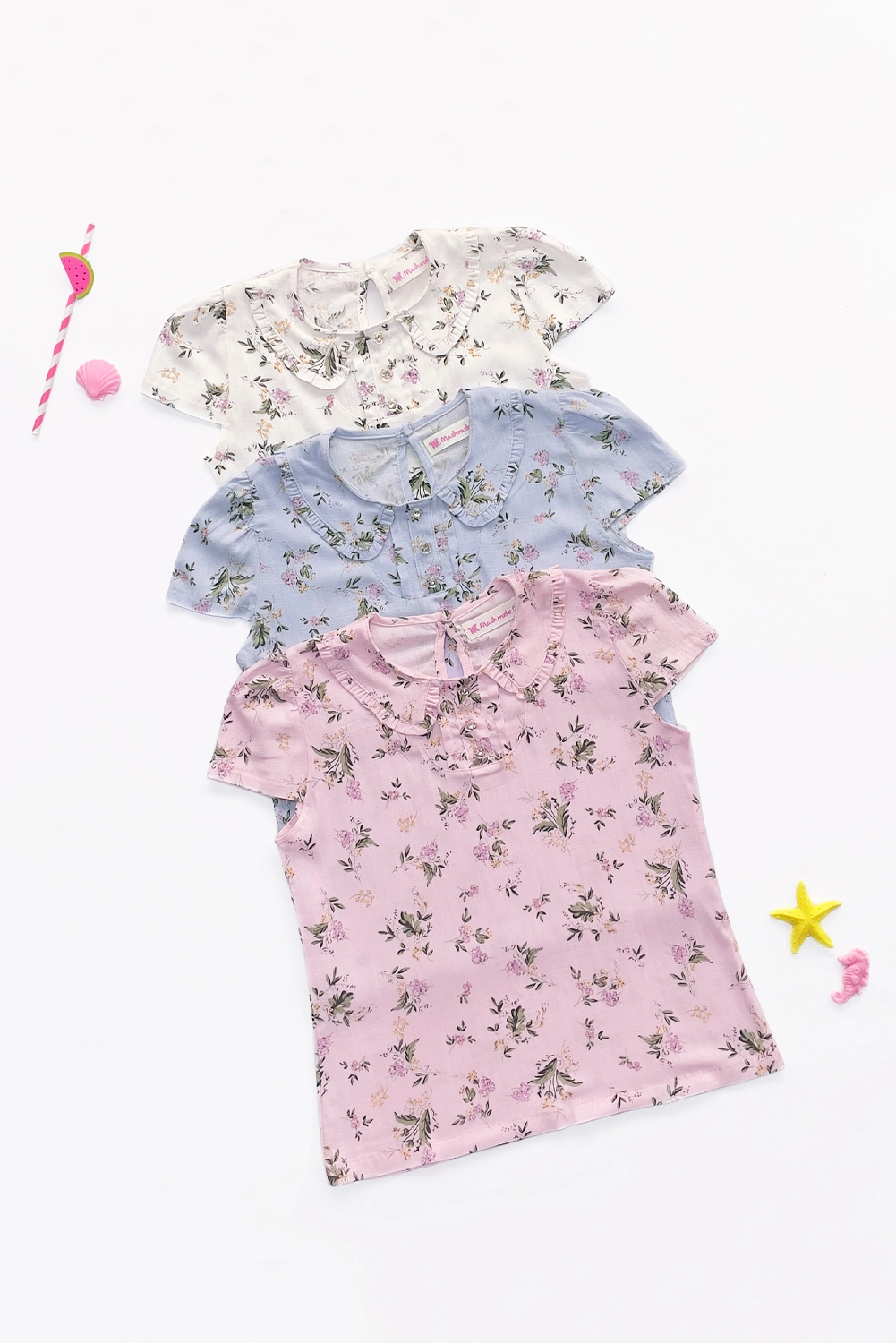 Blusa Floreada con Cuello Bebé