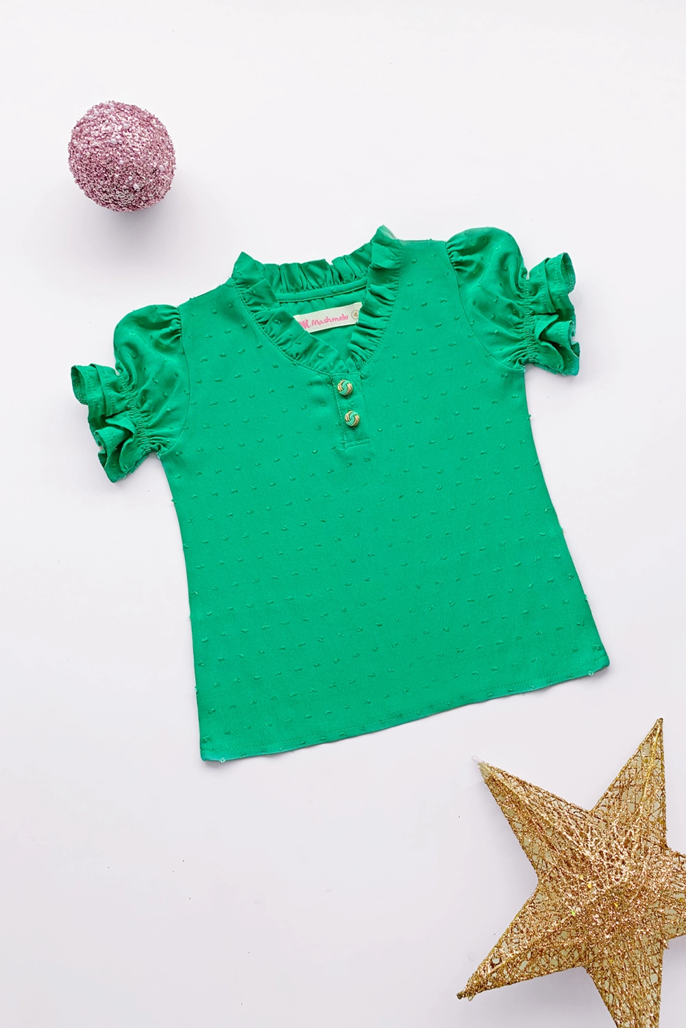 Blusa con volante en cuello