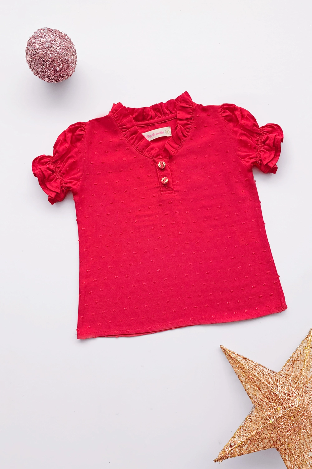 Blusa con volante en cuello