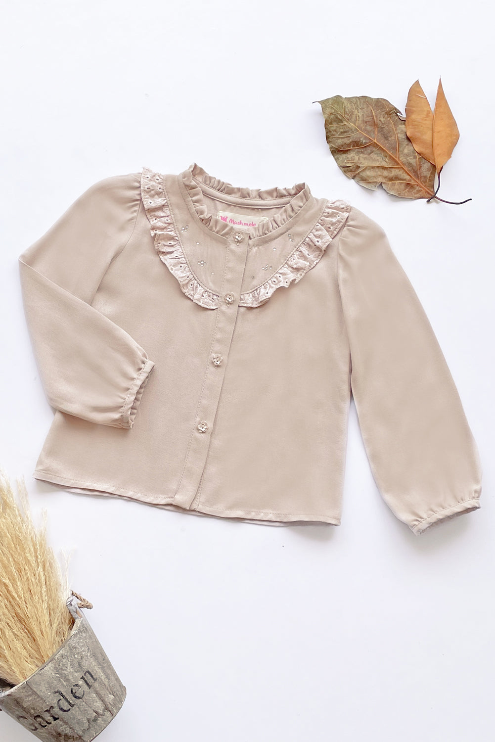 Blusa de Rayón para Niña con Volantes en Brodery y Pedrería