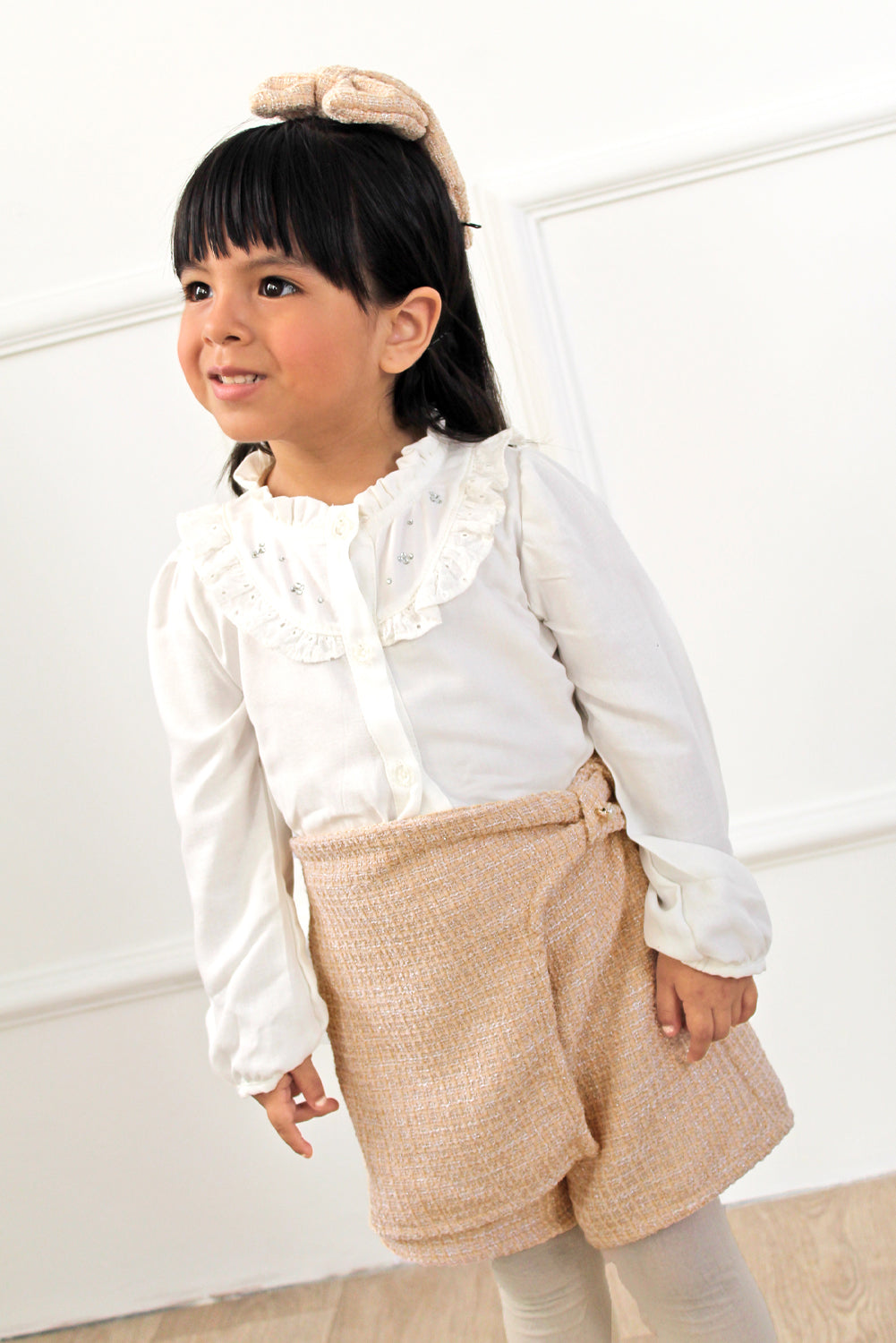 Blusa de Rayón para Niña con Volantes en Brodery y Pedrería