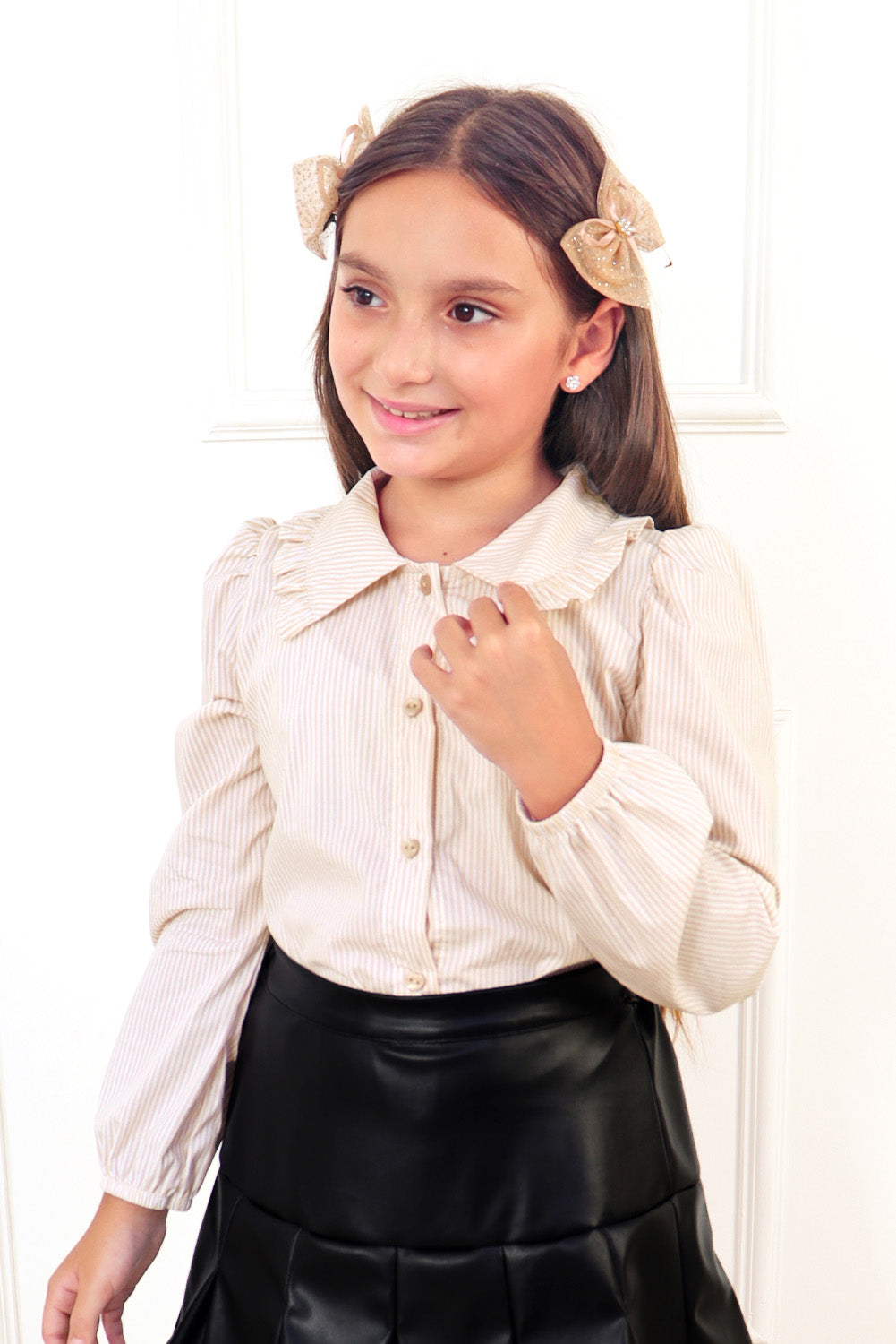 Blusa Listada Cuello Camisero