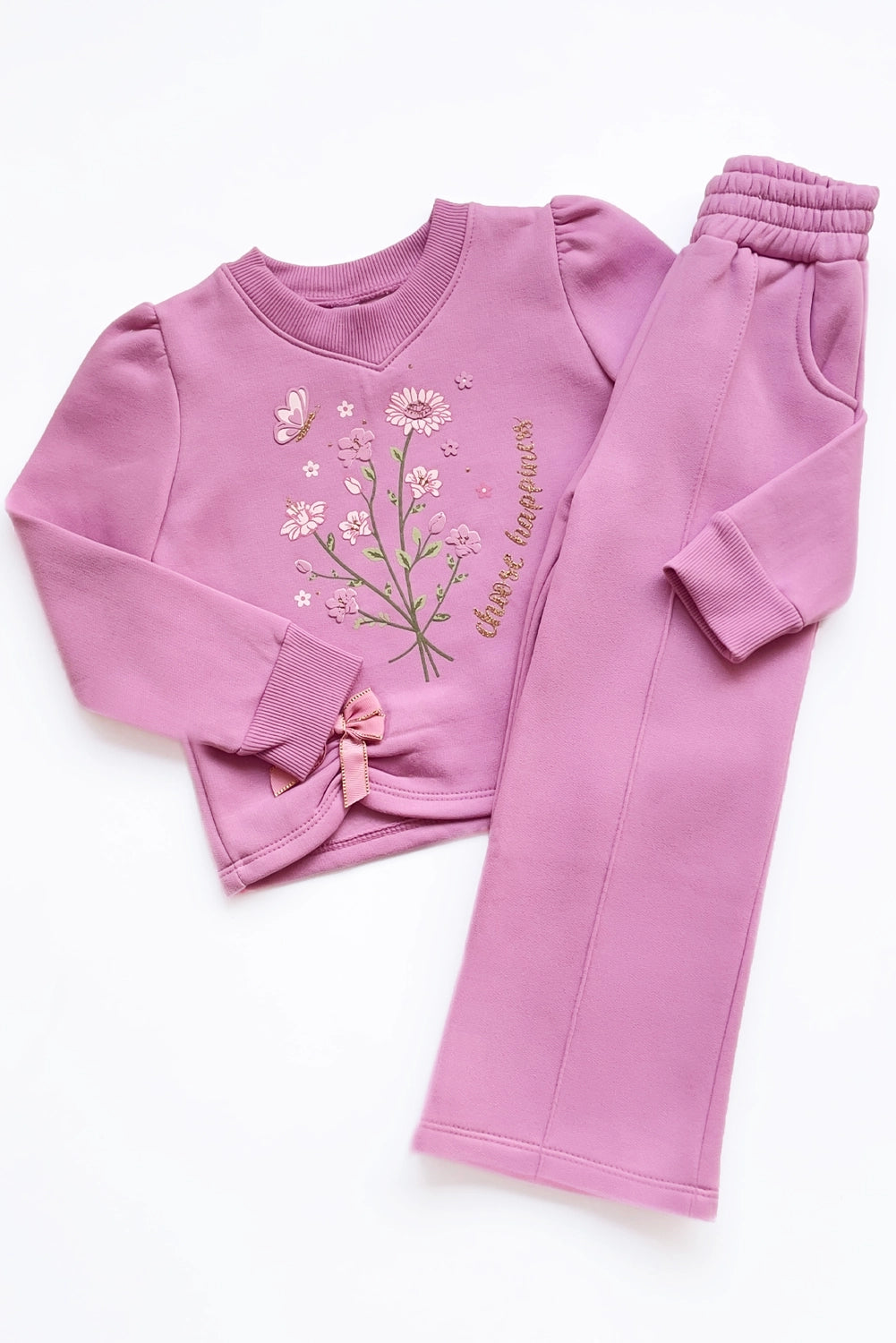 Conjunto buzo en franela con lazo en la basta