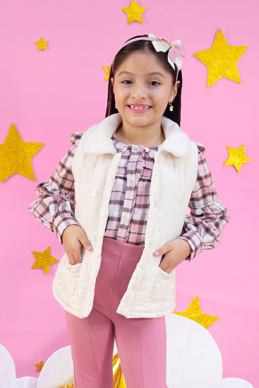 Chaleco Impermeable estampado con interior peluche