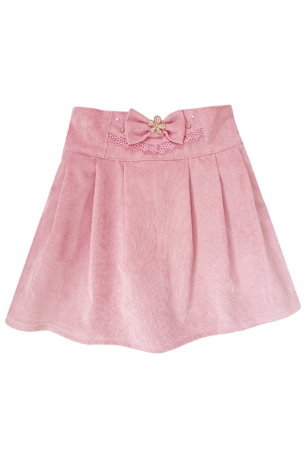 Falda en corduroy con lazo y greca en pretina