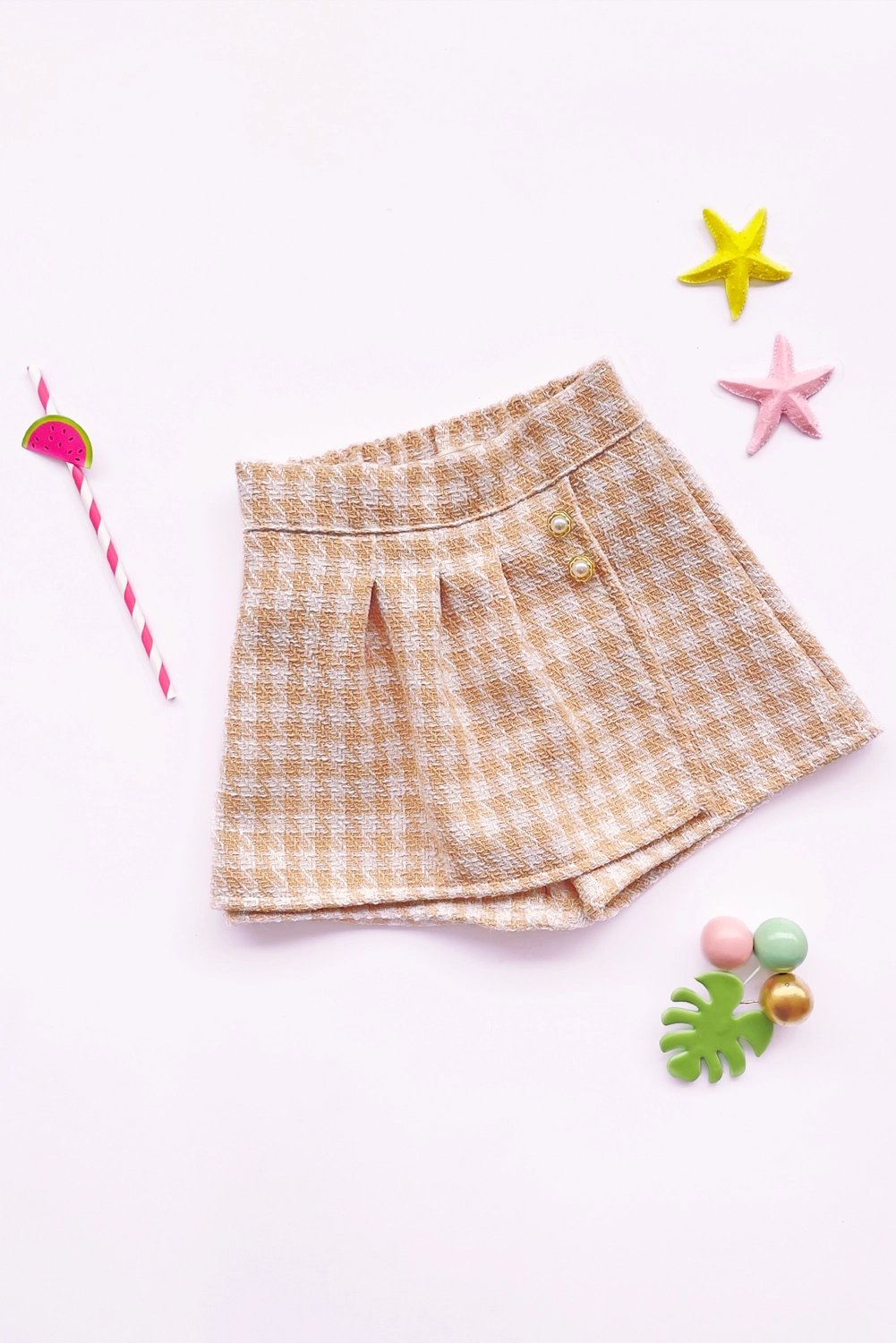 Falda Short Chanel con Tableros para Niña