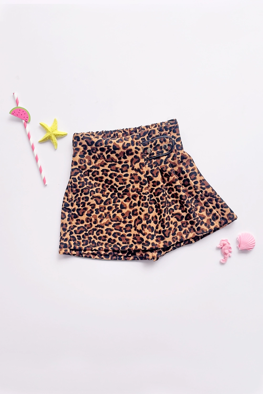 Falda Short con Tableros y Botones para Niña