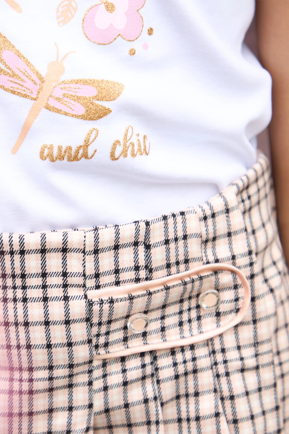 Falda Short con Tableros y Botones para Niña