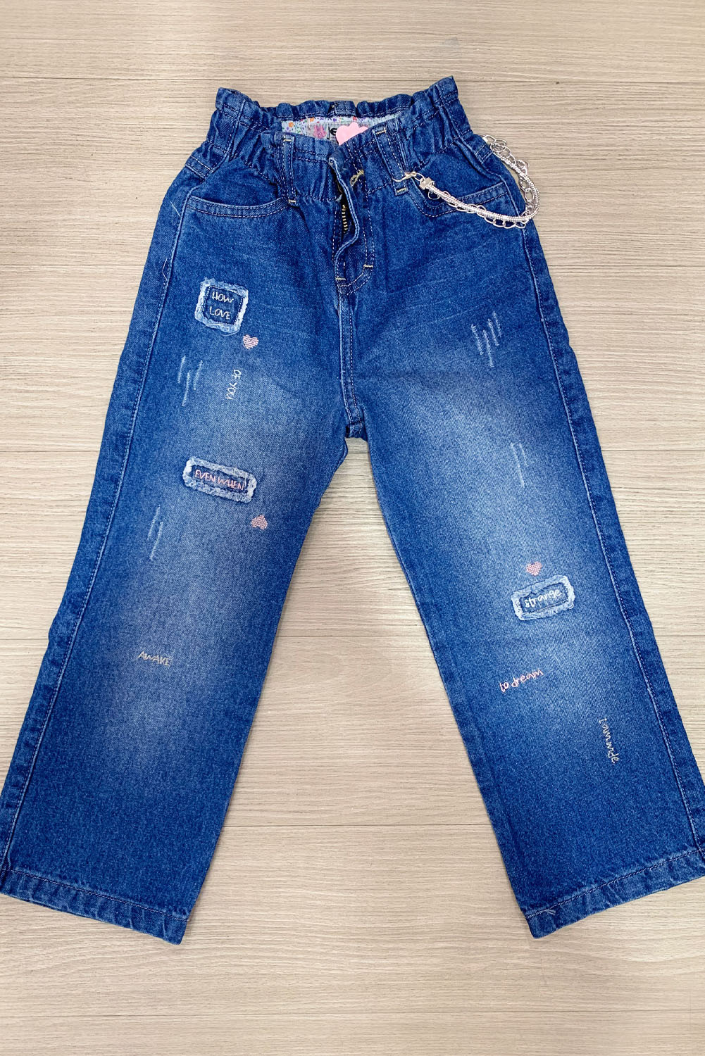 Pantalón Jean con Bordado y Pedrería