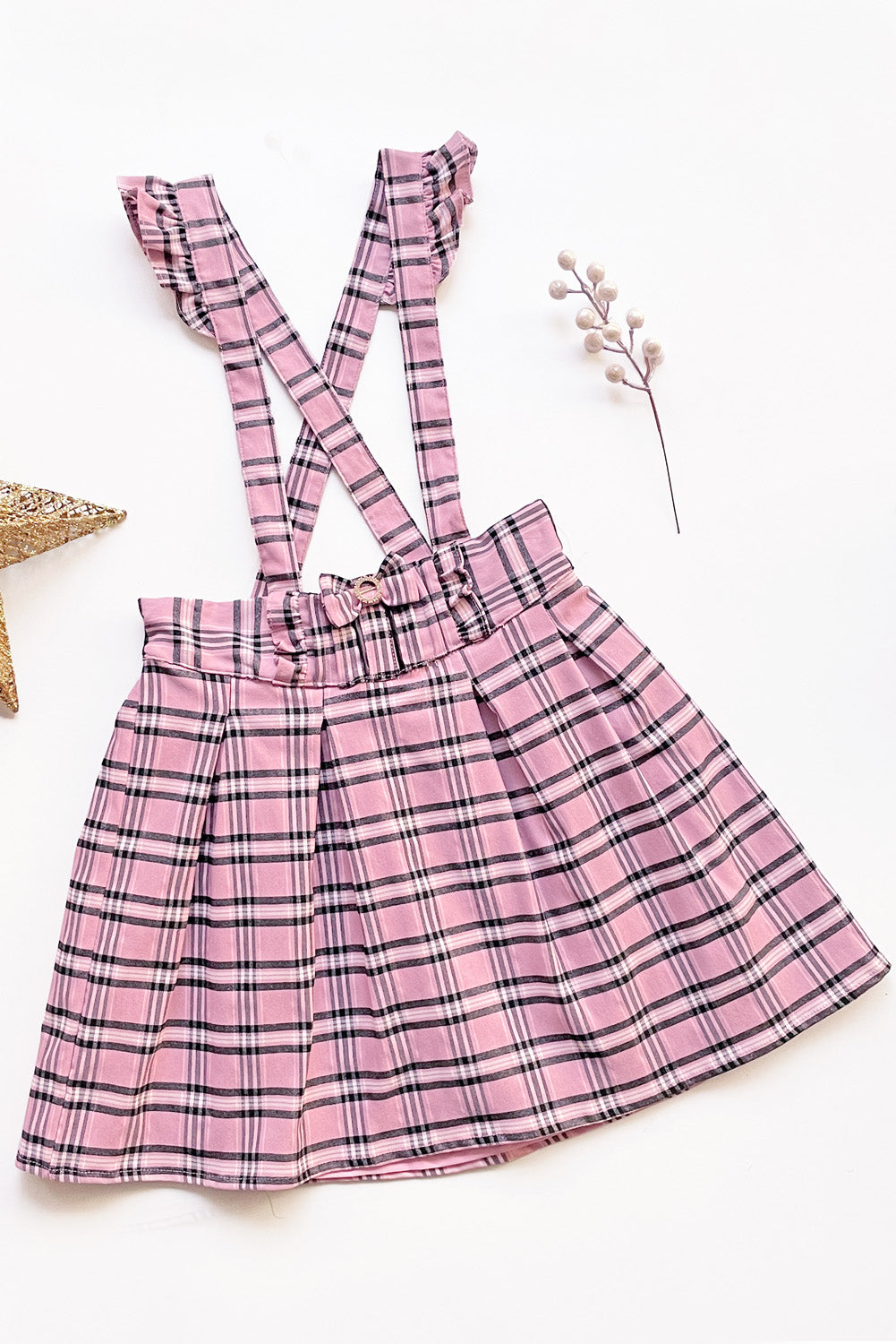 Jumper de cuadros con pretina en V y tableros