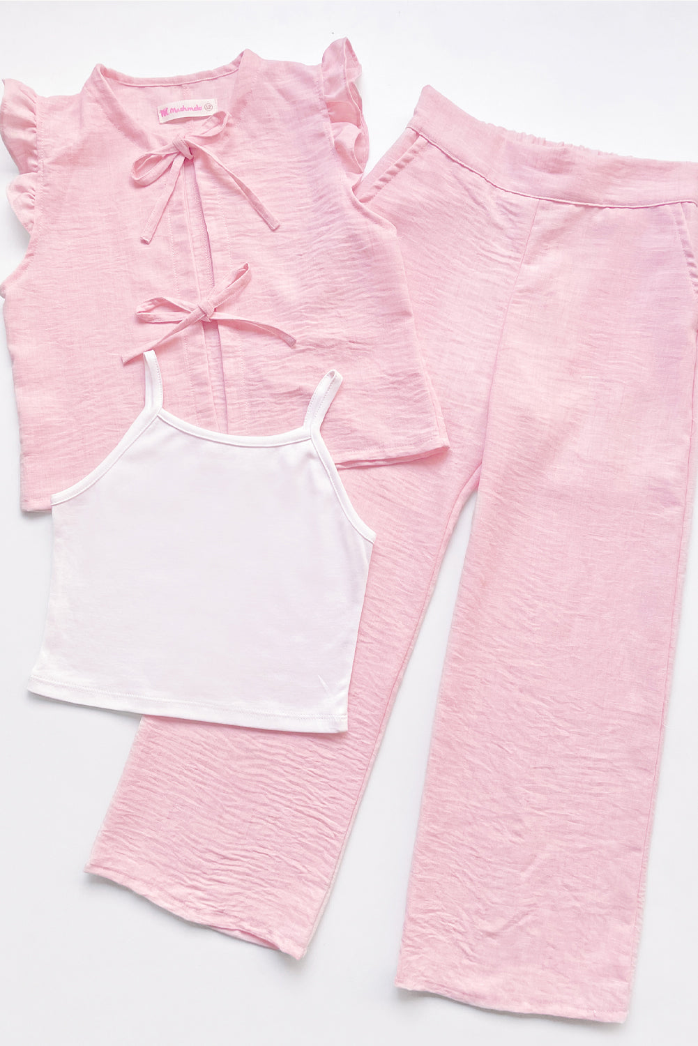 Conjunto de 3 piezas Bividi, Chaleco y Pantalon Acampanado de Lino