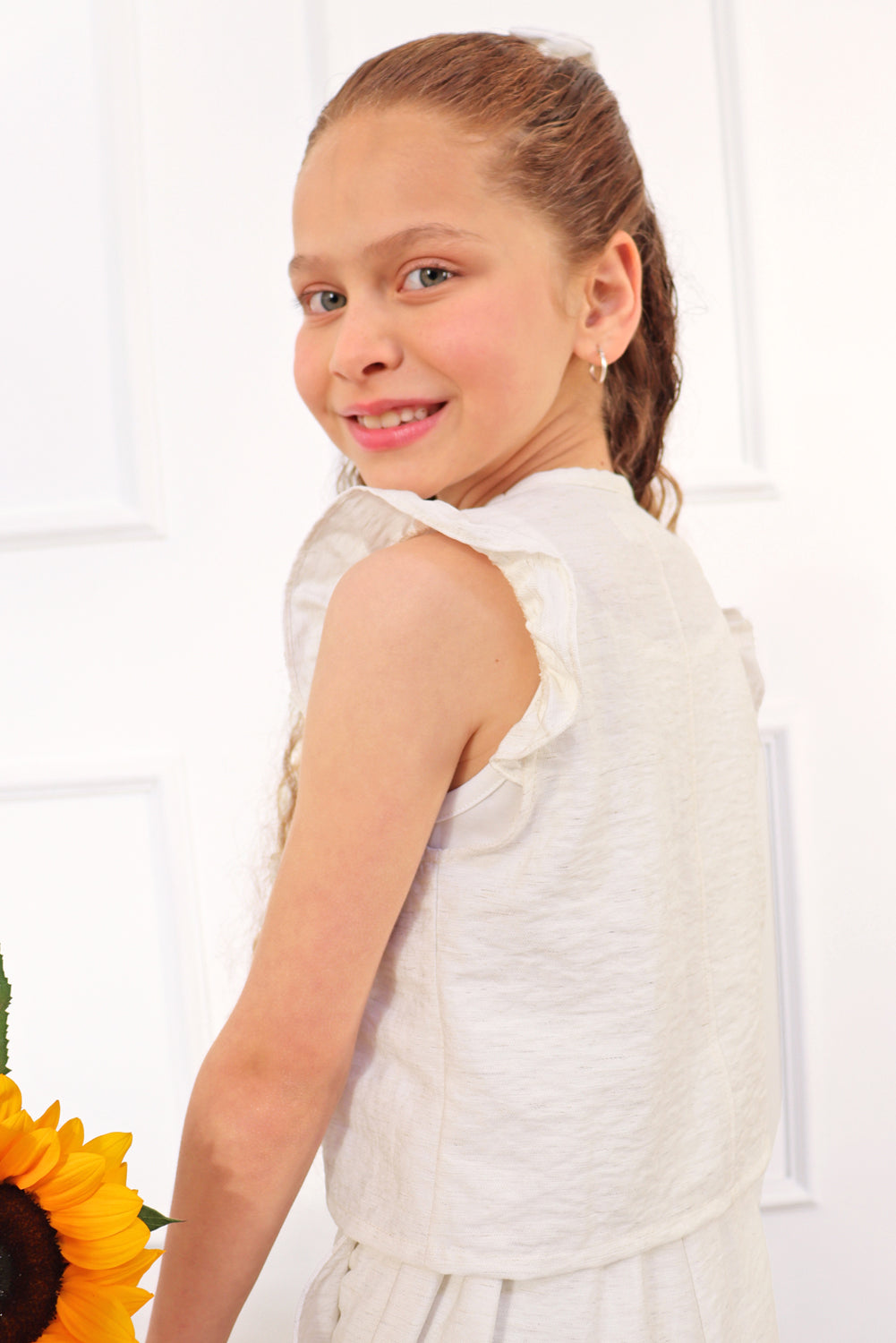 Conjunto de 3 piezas Bividi, Chaleco y Pantalon Acampanado de Lino