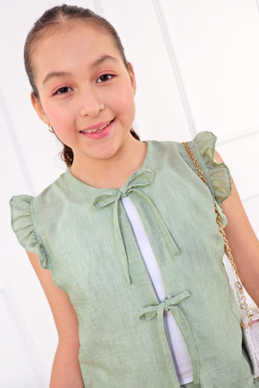 Conjunto de 3 piezas Bividi, Chaleco y Pantalon Acampanado de Lino