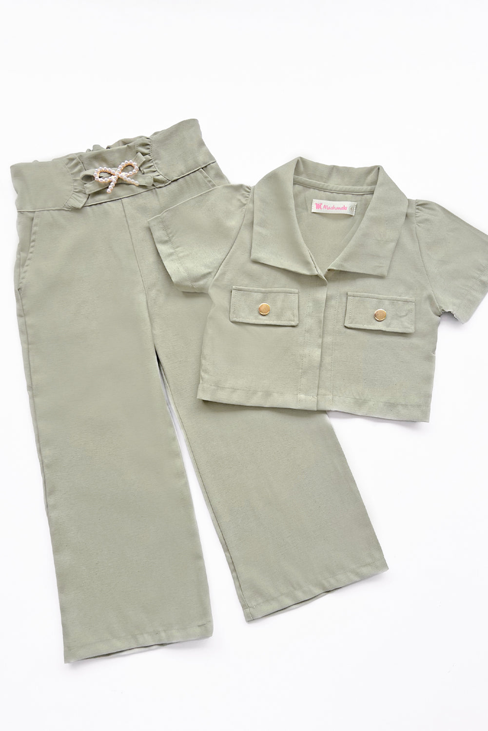 Conjunto de Chaqueta Crop y Pantalón de Pretina Alta