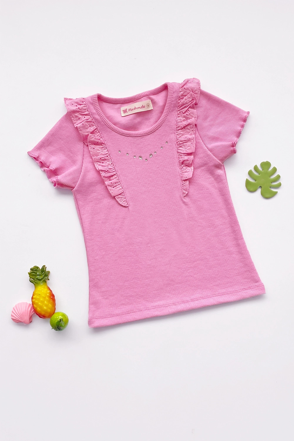 Polo de Rib con Volantes de Broderi y Pedreria para Niña
