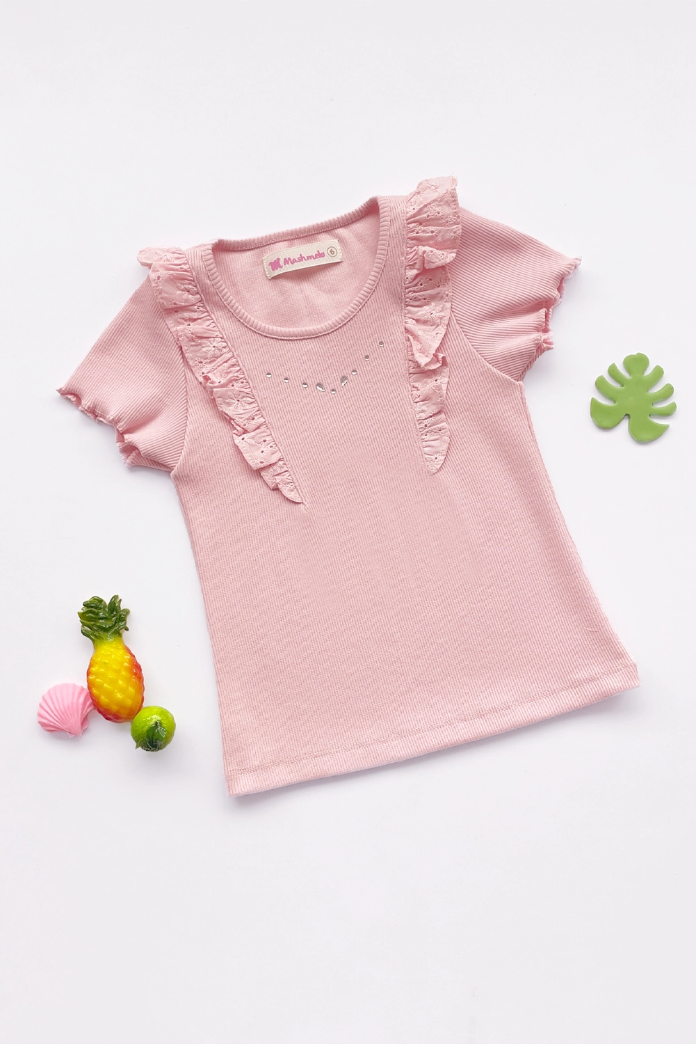 Polo de Rib con Volantes de Broderi y Pedreria para Niña