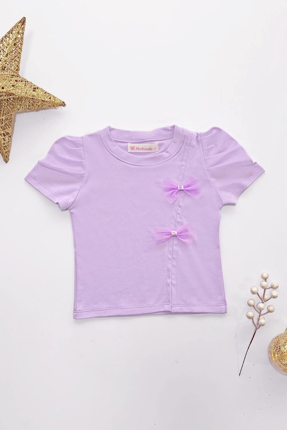 Polo con Corte en Delantero Y Lazitos de Tull para Niña