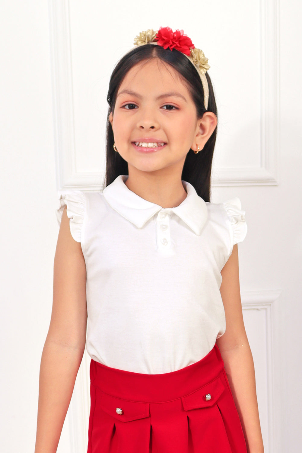 Polo con Cuello Camisero y Botones Corazón