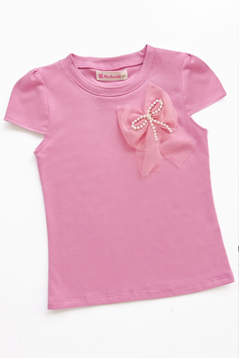 Polo de Algodón Pima con Lazo de Tull y Perlas