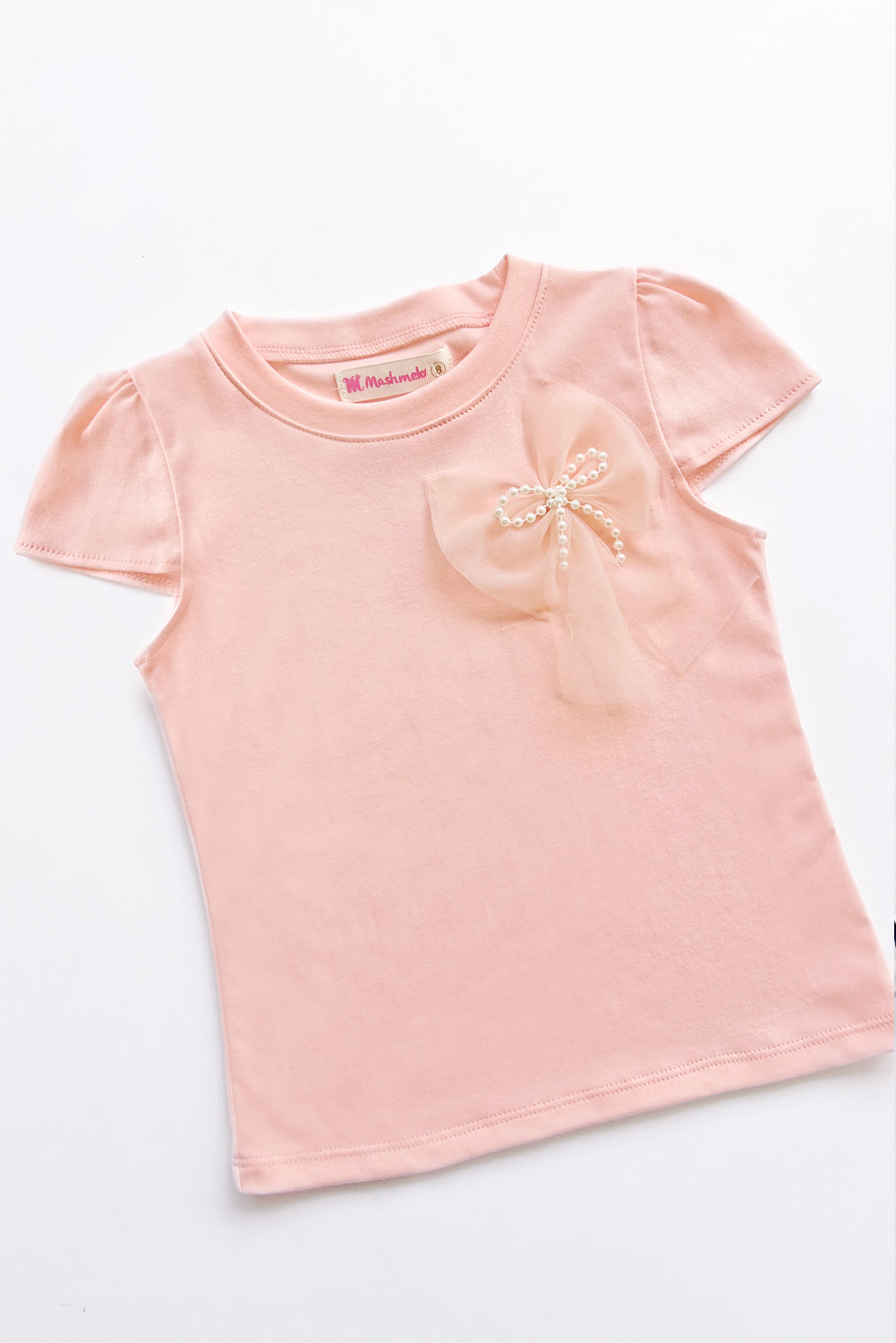 Polo de Algodón Pima con Lazo de Tull y Perlas