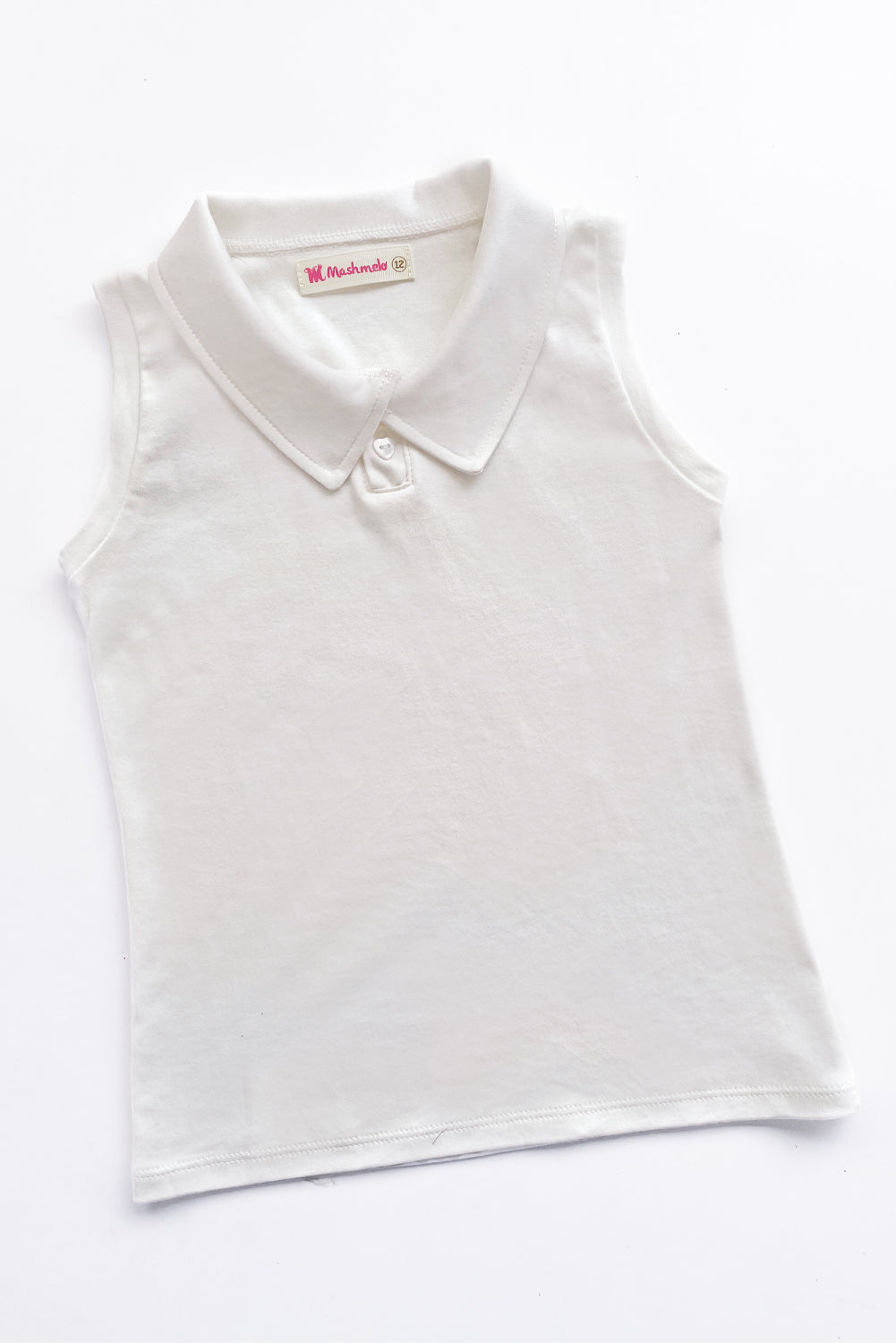 Polo sin mangas con cuello camisero en algodón Pima