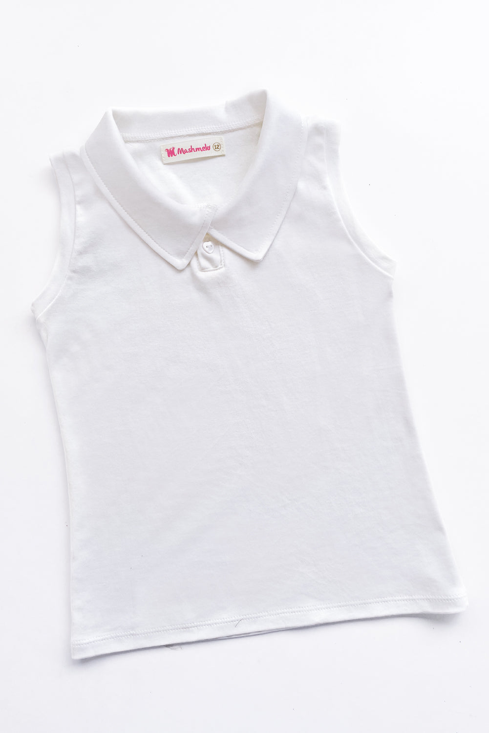 Polo sin mangas con cuello camisero en algodón Pima