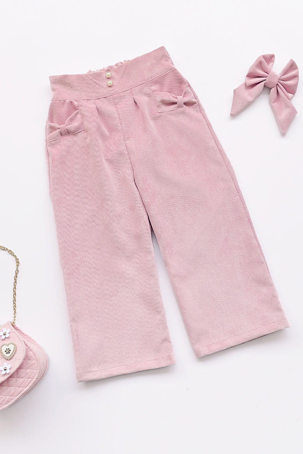 Pantalón para Niña con Pretina en V y Bolsillos con Lazo