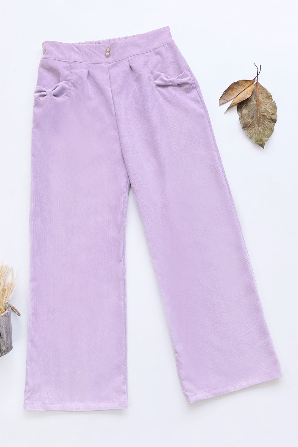 Pantalón para Niña con Pretina en V y Bolsillos con Lazo