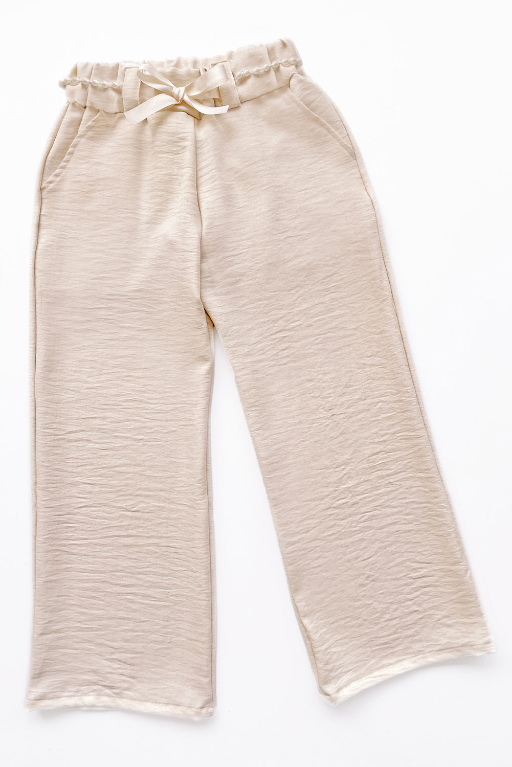 Pantalón con Cinturón de Perlas y Forro Interno