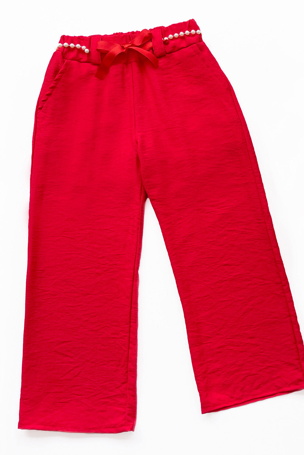 Pantalón con Cinturón de Perlas y Forro Interno