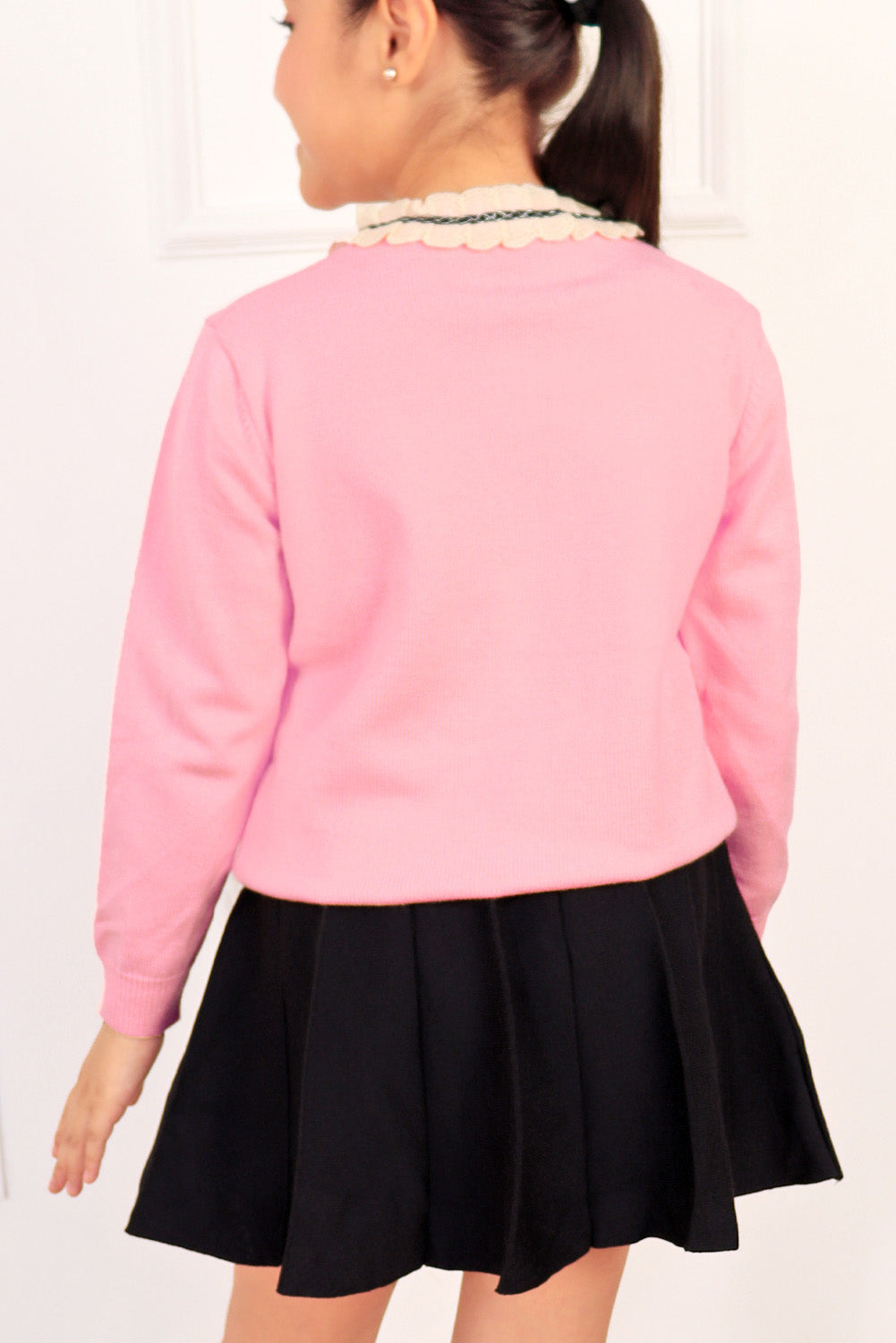 Set de Falda + Chompa con Corazones y Lazo