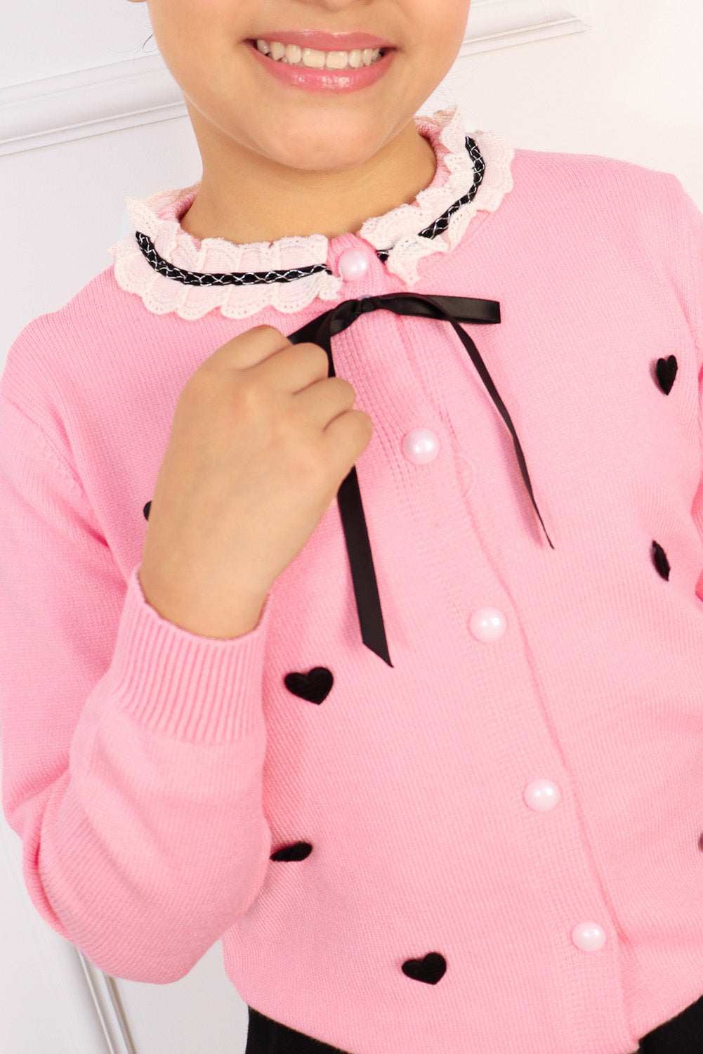 Set de Falda + Chompa con Corazones y Lazo