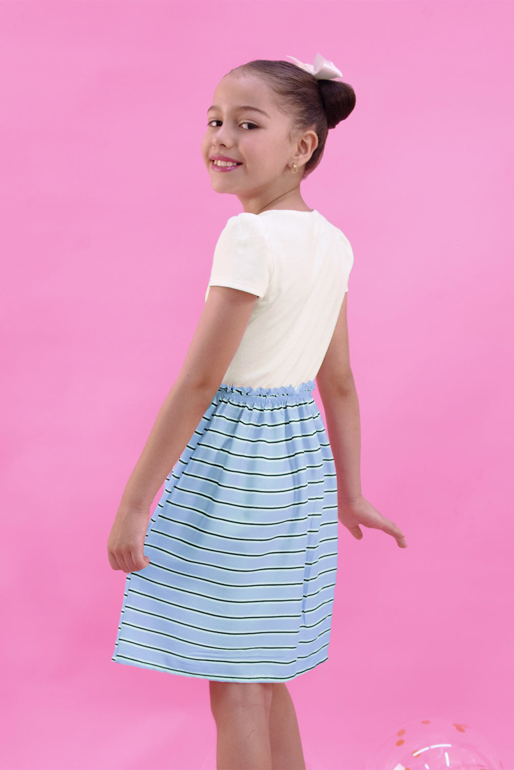 Vestido en algodón y rayón listado - VSNA0155